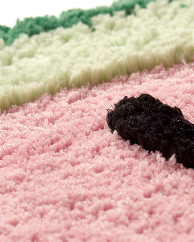 Mata Łazienkowa Szybkoschnąca DryStep z Antypoślizgowym Spodem – Chłonna Mikrofibra, Różowa z Zielonym i Czarnym, 70x35 cm 4