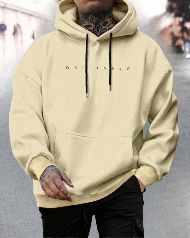 Męska bluza z kapturem oversize z bawełny z regulowanym kapturem i kieszenią z przodu – luźna bluza typu pullover 1