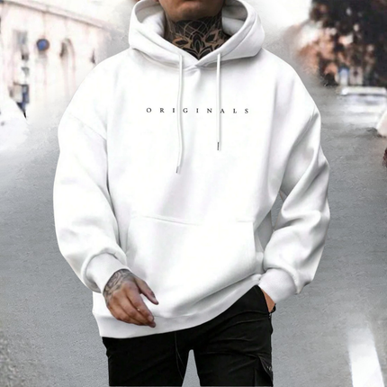 Męska bluza z kapturem oversize z bawełny z regulowanym kapturem i kieszenią z przodu – luźna bluza typu pullover 2