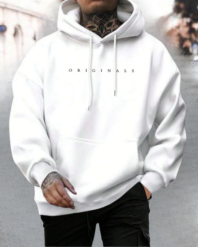 Męska bluza z kapturem oversize z bawełny z regulowanym kapturem i kieszenią z przodu – luźna bluza typu pullover 2