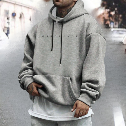 Męska bluza z kapturem oversize z bawełny z regulowanym kapturem i kieszenią z przodu – luźna bluza typu pullover 7