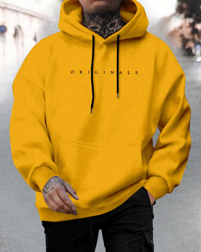 Męska bluza z kapturem oversize z bawełny z regulowanym kapturem i kieszenią z przodu – luźna bluza typu pullover 8