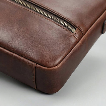 Męska skórzana torba na laptopa z wyściełaną przegrodą – oryginalna brązowa skóra do ochrony MacBooka i laptopa 2