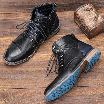 Męskie zimowe buty outdoor w kolorze czarnym z usztywnioną konstrukcją i ciepłym wnętr 2