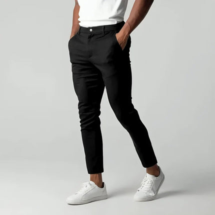 Męskie spodnie chino slim-fit z elastyczną talią i zwężanymi nogawkami, idealne do codziennych 0