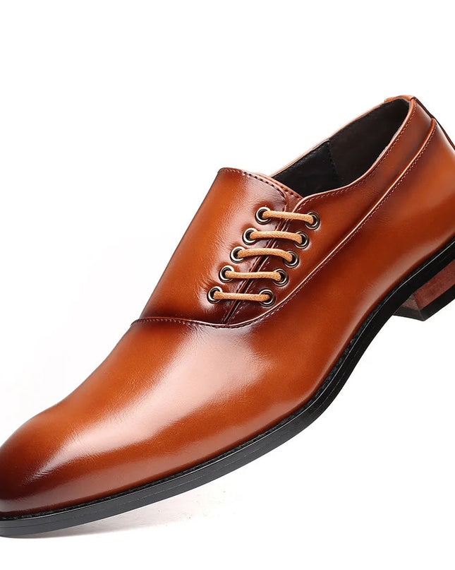 Męskie buty typu Oxford z bocznymi sznurówkami i wygodnymi wkładkami – oryginalne skórzane buty wizytowe 2
