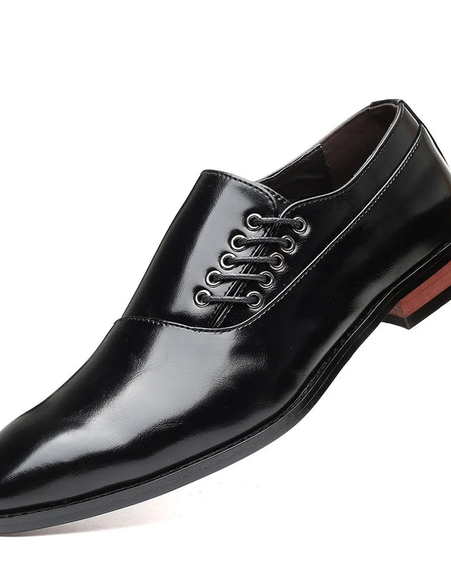 Męskie buty typu Oxford z bocznymi sznurówkami i wygodnymi wkładkami – oryginalne skórzane buty wizytowe 4