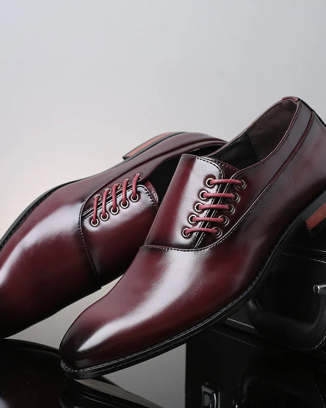 Męskie buty typu Oxford z bocznymi sznurówkami i wygodnymi wkładkami – oryginalne skórzane buty wizytowe 5