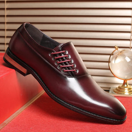 Męskie buty typu Oxford z bocznymi sznurówkami i wygodnymi wkładkami – oryginalne skórzane buty wizytowe 6