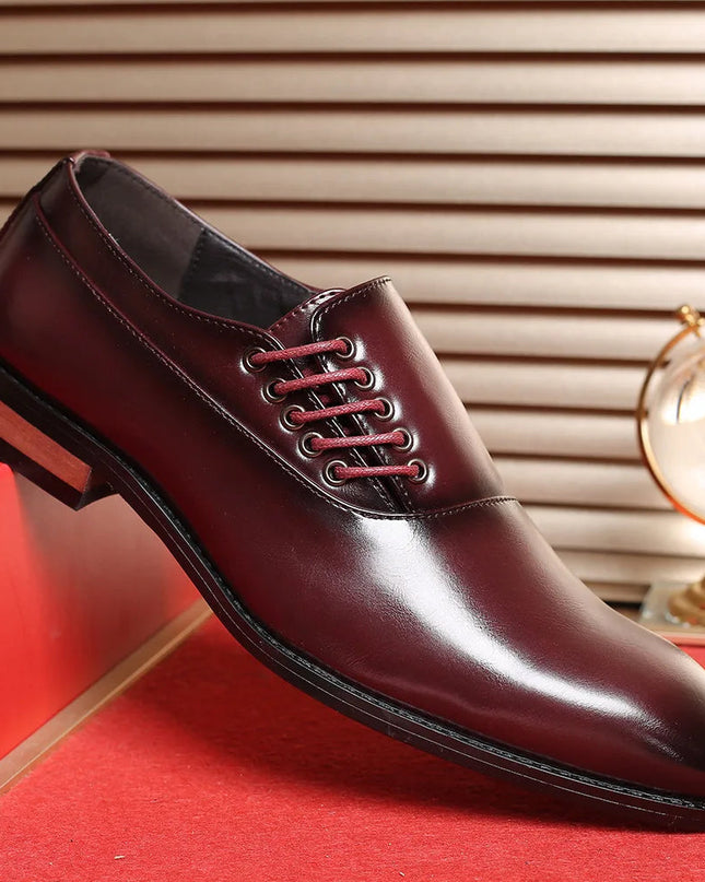 Męskie buty typu Oxford z bocznymi sznurówkami i wygodnymi wkładkami – oryginalne skórzane buty wizytowe 6