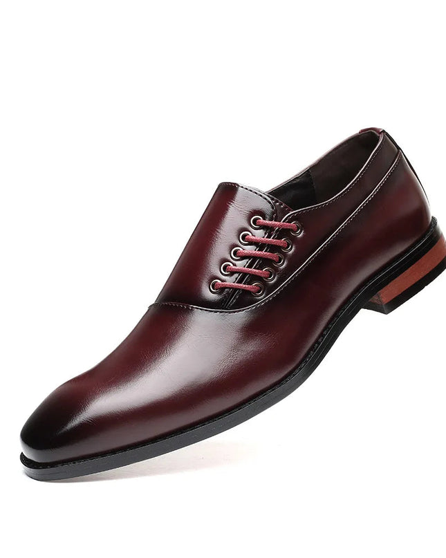 Męskie buty typu Oxford z bocznymi sznurówkami i wygodnymi wkładkami – oryginalne skórzane buty wizytowe 7