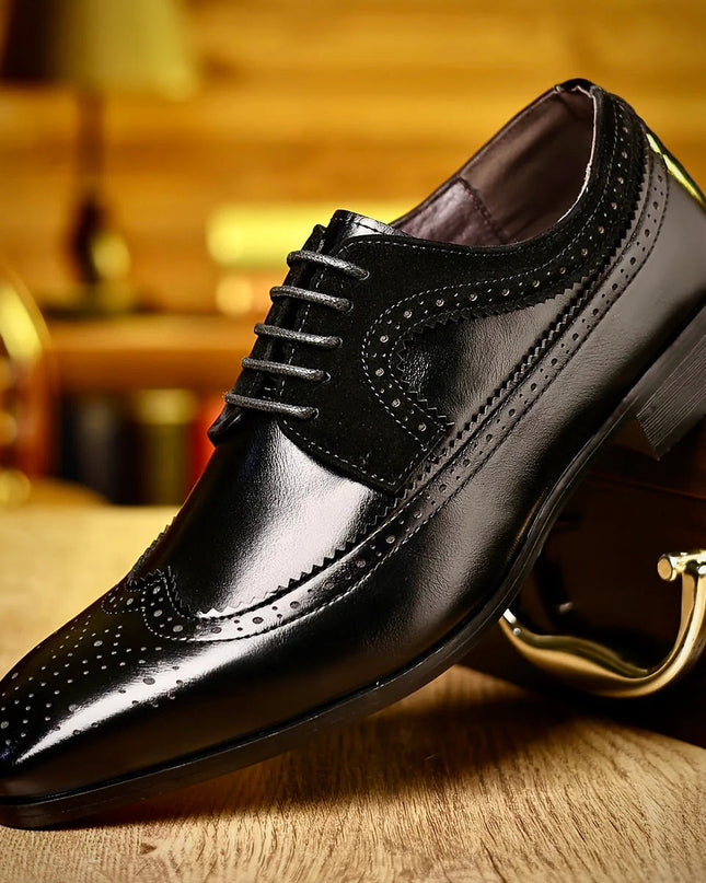 Męskie buty wizytowe o eleganckim, formalnym wzornictwie – czarna skóra, wygoda i trwałość 4