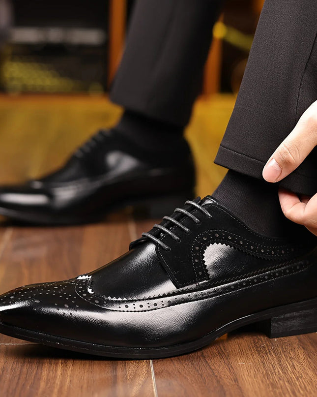 Męskie buty wizytowe o eleganckim, formalnym wzornictwie – czarna skóra, wygoda i trwałość 5