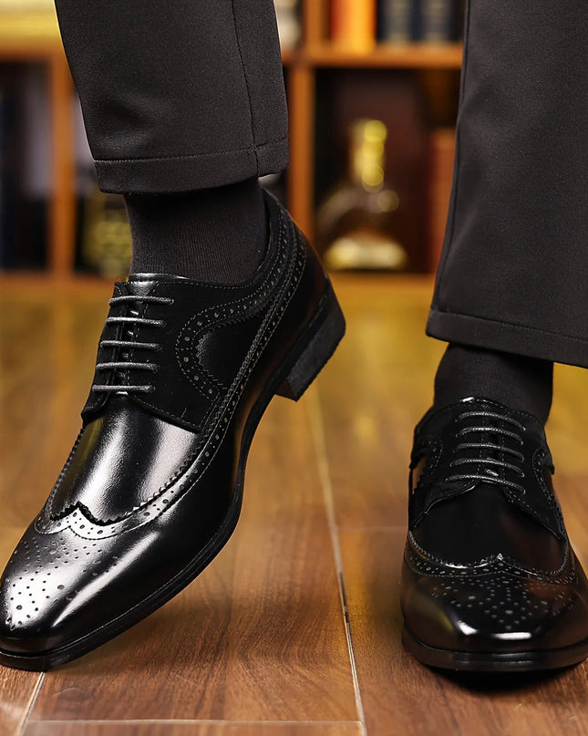 Męskie buty wizytowe o eleganckim, formalnym wzornictwie – czarna skóra, wygoda i trwałość 6