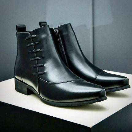 Męskie buty wizytowe z amortyzowaną wkładką i detalami brogsów – wykończenie z polerowanej skóry 8
