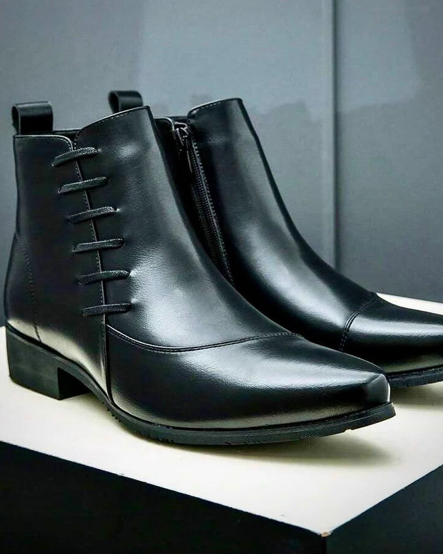 Męskie buty wizytowe z amortyzowaną wkładką i detalami brogsów – wykończenie z polerowanej skóry 8