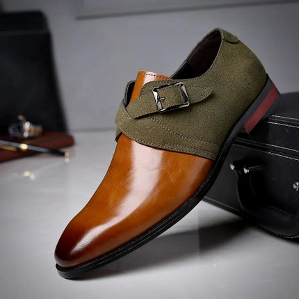 Męskie buty wizytowe z zamszowymi detalami – eleganckie czarne skórzane buty formalne 1