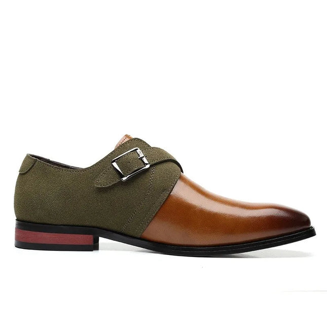 Męskie buty wizytowe z zamszowymi detalami – eleganckie czarne skórzane buty formalne 3