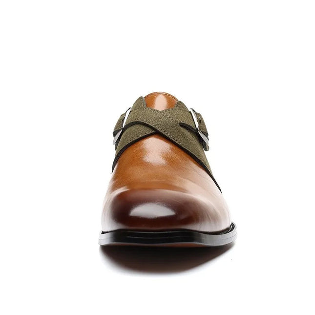 Męskie buty wizytowe z zamszowymi detalami – eleganckie czarne skórzane buty formalne 5