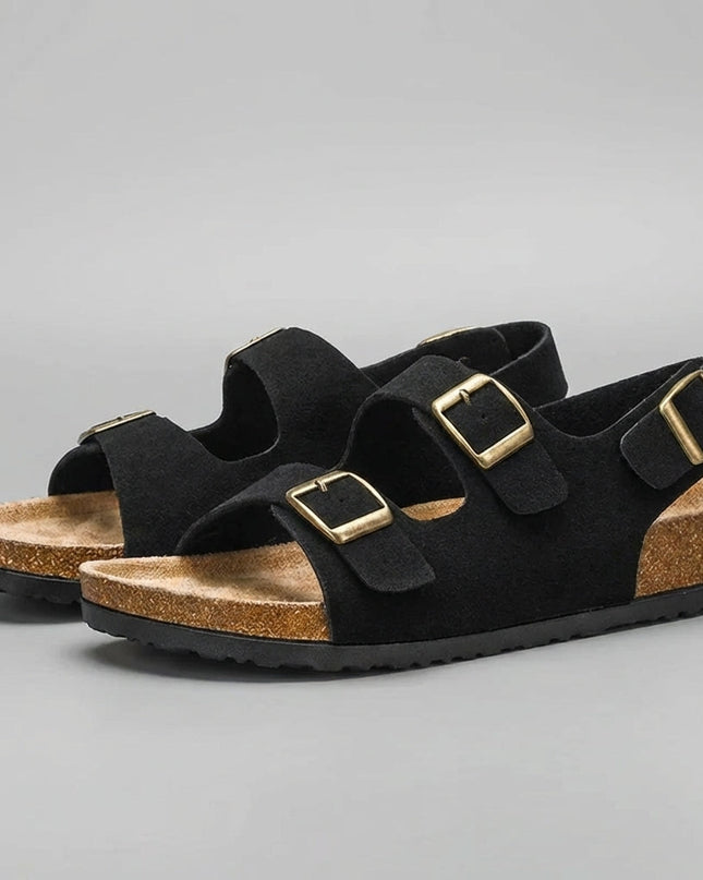 Męskie sandały ortopedyczne z odkrytą piętą i regulowaną klamrą – Cork Sole Comfort 4