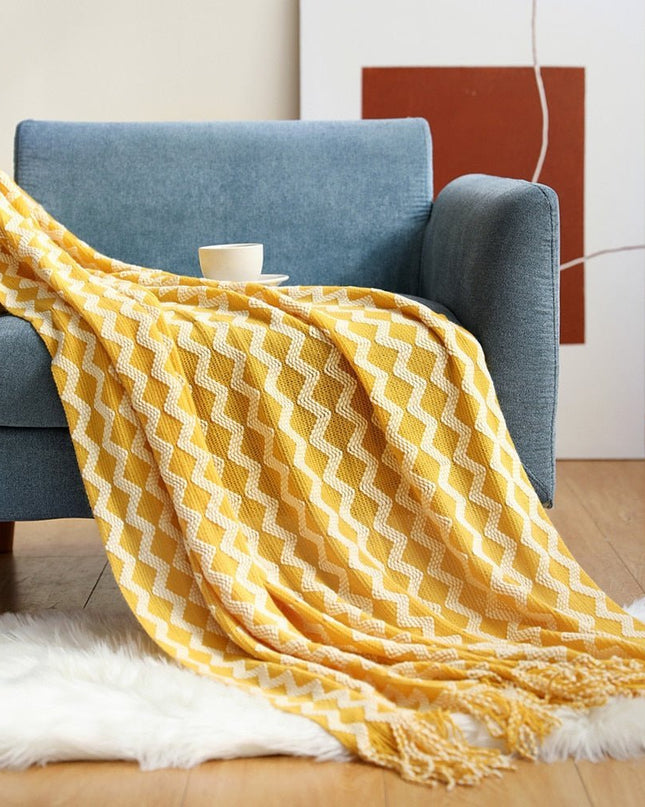 Miękki dzianinowy koc 130x160 cm – skandynawski design na sofę i łóżko, wygodny i trwały 28