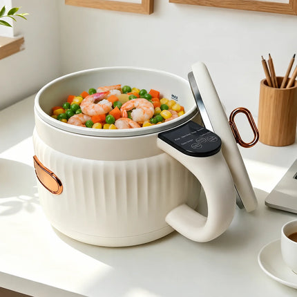 Mini elektryczna kuchenka z dotykowym sterowaniem, ceramiczną powłoką w biało-różowozłot 1
