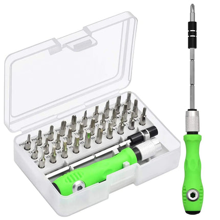 Mini Zestaw Wkrętaków 32 w 1 z Zielonym Uchwytam do Napraw DIY 0
