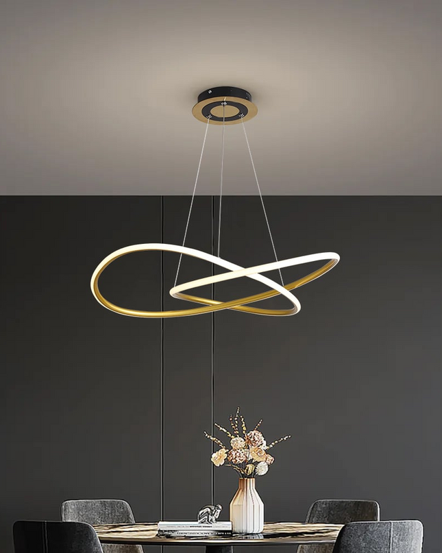 Minimalistyczna Złota Lampa Wisząca LED do Salonu – Oświetlenie w Kształcie Koła, 57 cm 0