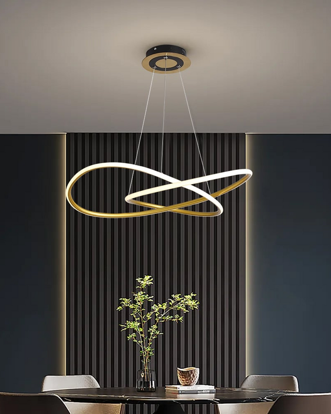 Minimalistyczna Złota Lampa Wisząca LED do Salonu – Oświetlenie w Kształcie Koła, 57 cm 1