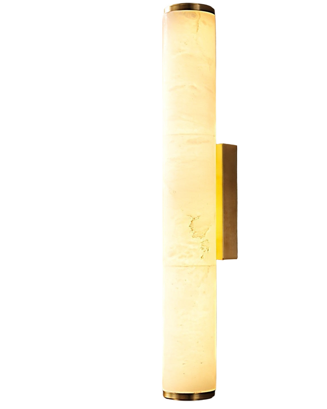 Minimalistyczna lampa ścienna LED ze zintegrowanym oświetleniem i marmurowym akcentem – nowoczesny design do użytku wewnątrz pomieszczeń 0