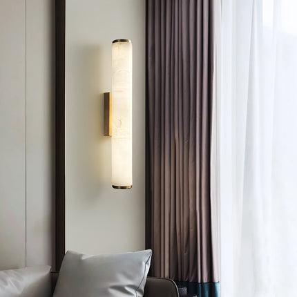 Minimalistyczna lampa ścienna LED ze zintegrowanym oświetleniem i marmurowym akcentem – nowoczesny design do użytku wewnątrz pomieszczeń 2