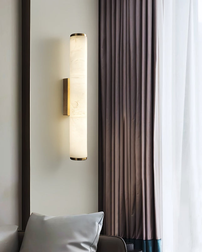 Minimalistyczna lampa ścienna LED ze zintegrowanym oświetleniem i marmurowym akcentem – nowoczesny design do użytku wewnątrz pomieszczeń 2