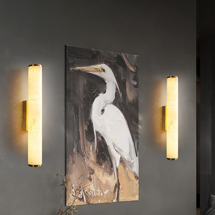 Minimalistyczna lampa ścienna LED ze zintegrowanym oświetleniem i marmurowym akcentem – nowoczesny design do użytku wewnątrz pomieszczeń 7