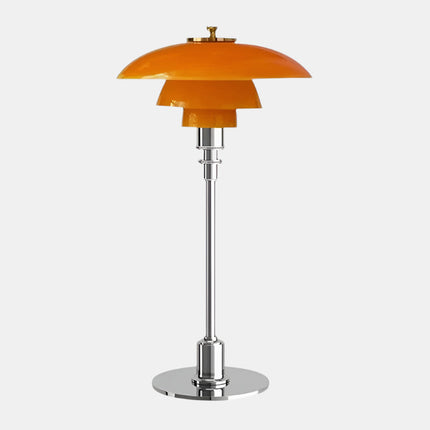 Minimalistyczna lampa stołowa z ciepłym światłem LED i szklanym kloszem do postawienia przy łóżku lub biurku – nowoczesna metalowa podstawa 0