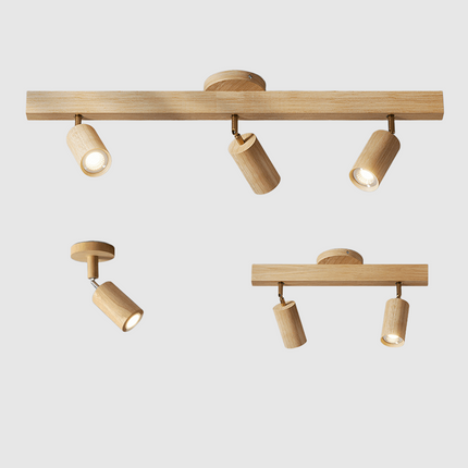 Minimalistyczna lampa sufitowa z regulowanym światłem – naturalne drewno, skandynawski design – Ø30 cm 5