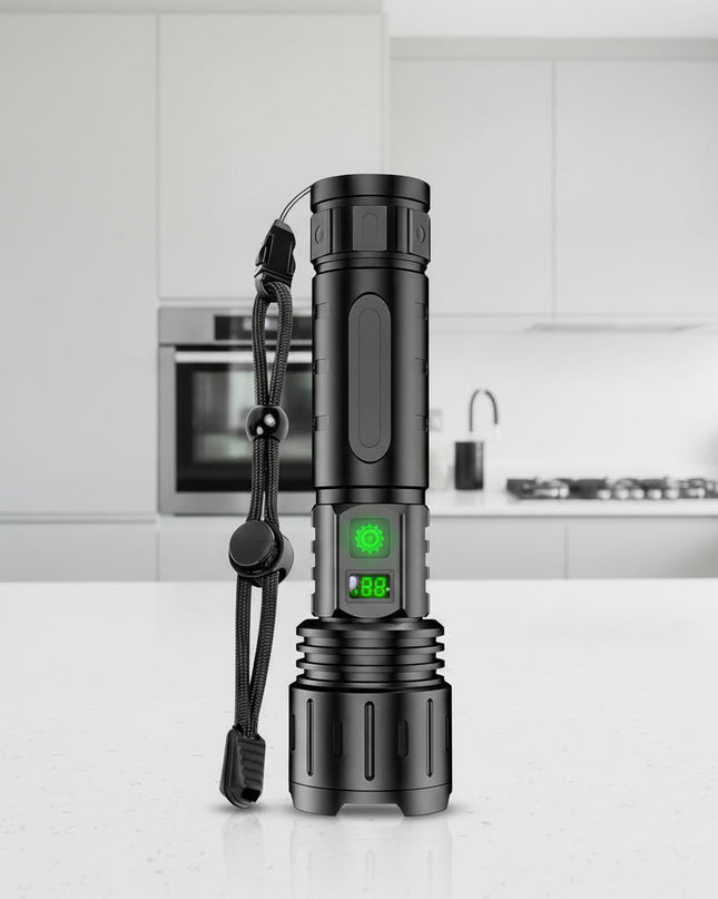 Mocna Latarka LED 100 000 Lumenów z 5 Trybami Oświetlenia i Funkcją Power Banku - Akumulatorowa, Wodoodporna, Warsztatowa 0