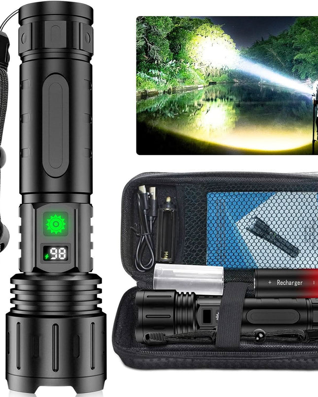 Mocna Latarka LED 100 000 Lumenów z 5 Trybami Oświetlenia i Funkcją Power Banku - Akumulatorowa, Wodoodporna, Warsztatowa 1