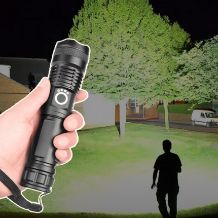Mocna latarka LED akumulatorowa XHP 50.2 z zoomem, 90000 lumenów, wodoodporna, 0