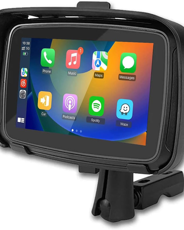 Monitor 5 motocykli z bezprzewodowym CarPlay i Android Auto – wodoodporny wyświetlacz dotykowy IPX6 0