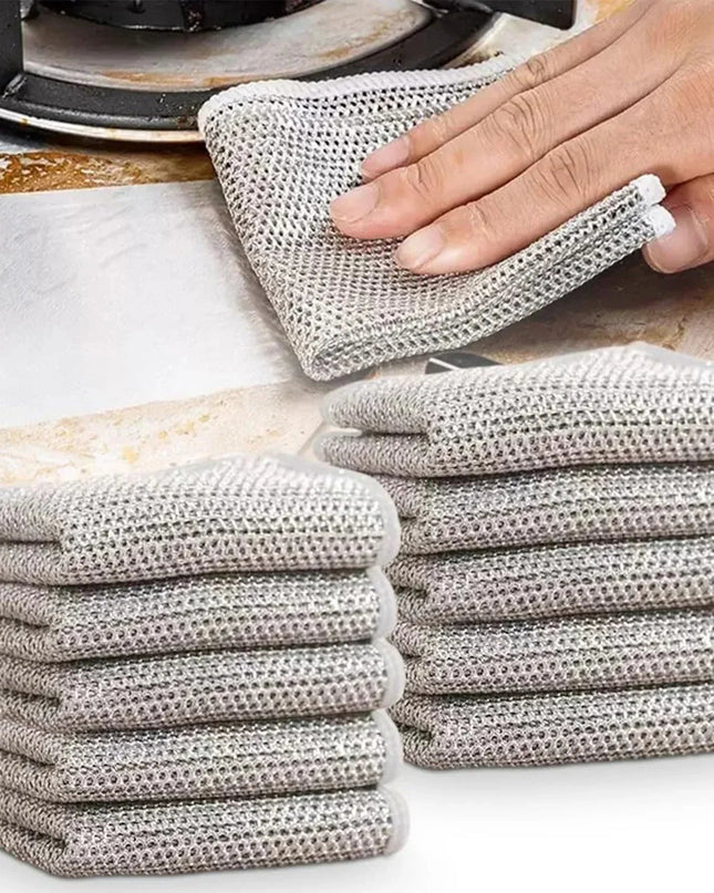 Multifunctional Wire Cleaning Cloth for Stubborn Stains – Quick-Drying Silver Fabric – 20 x 20 cm, Set of 10 0