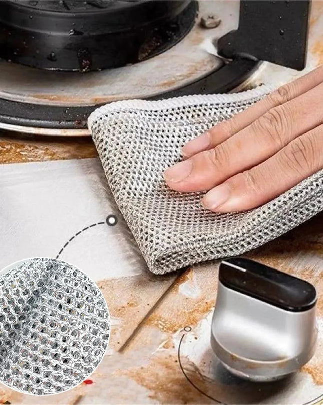 Multifunctional Wire Cleaning Cloth for Stubborn Stains – Quick-Drying Silver Fabric – 20 x 20 cm, Set of 10 1