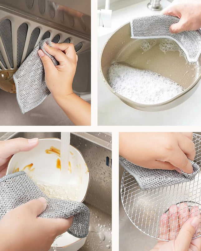 Multifunctional Wire Cleaning Cloth for Stubborn Stains – Quick-Drying Silver Fabric – 20 x 20 cm, Set of 10 4