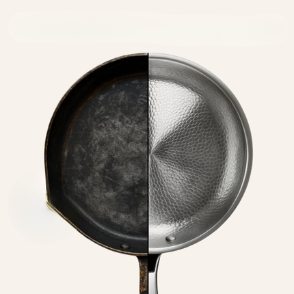 Naczynia indukcyjne z tytanu z wykończeniem młotkowanym – trwałe i stylowe naczynia w kolorze metalicznego srebra 3