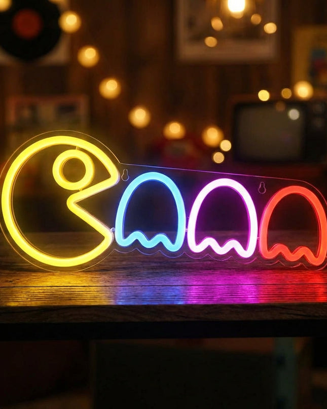 Neonowa lampa ozdobna LED z duchem, energooszczędna, o wymiarach 42cm x 15 1
