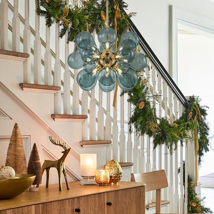 Niebieski Żyrandol w Kształcie Bańki z 18 Źródłami Światła G9 – Stylowe Żyrandole do Salonu i Pokoju 3