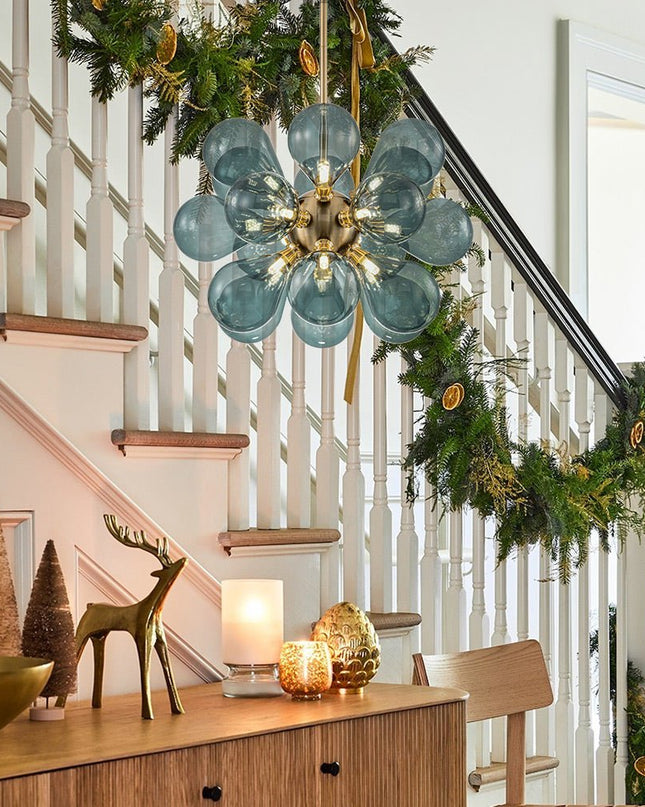 Niebieski Żyrandol w Kształcie Bańki z 18 Źródłami Światła G9 – Stylowe Żyrandole do Salonu i Pokoju 3