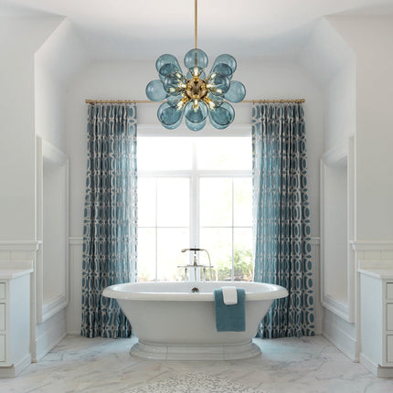 Niebieski Żyrandol w Kształcie Bańki z 18 Źródłami Światła G9 – Stylowe Żyrandole do Salonu i Pokoju 6