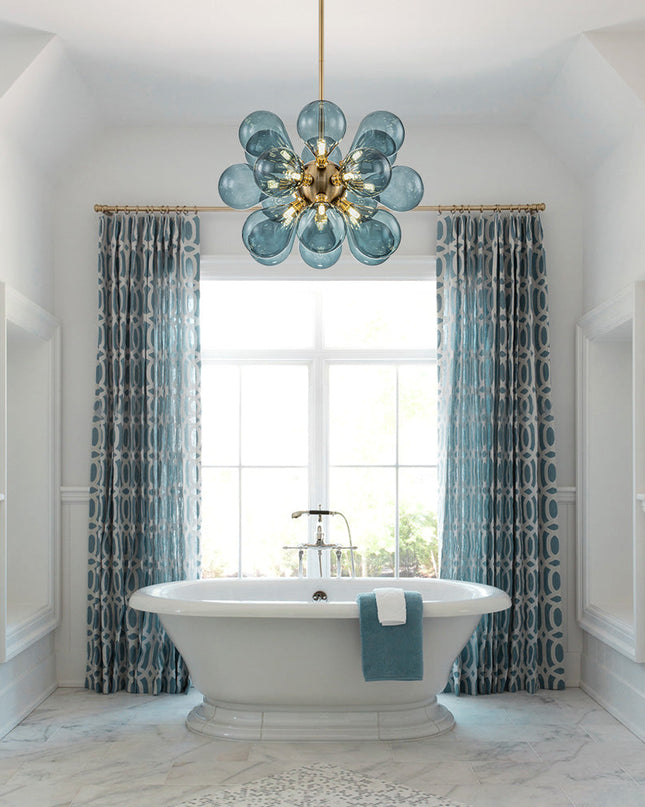 Niebieski Żyrandol w Kształcie Bańki z 18 Źródłami Światła G9 – Stylowe Żyrandole do Salonu i Pokoju 6