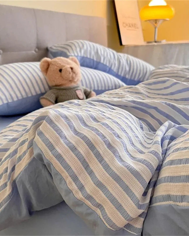 NordicChic | Minimalistyczna poszwa na kołdrę w szare paski 2