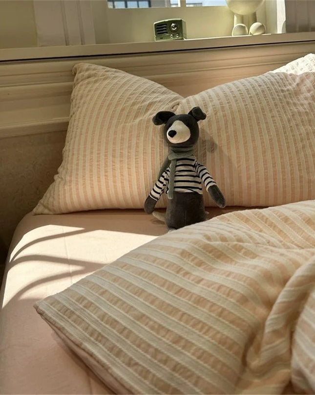 NordicChic | Minimalistyczna poszwa na kołdrę w szare paski 3